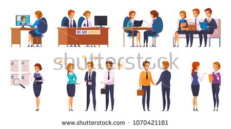 450x251 Stock Vector Recruitment Hiring Hunting Hr Cartoon Characters Set