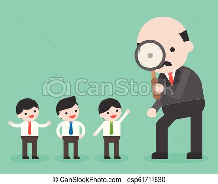 450x379 Ceo Look Through Magnifying Glass To Group Of Tiny Businessman