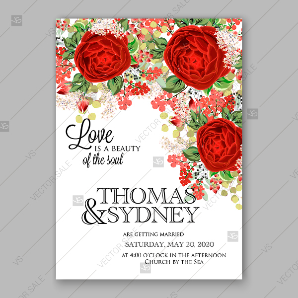 Red Rose Wedding Invitation Vector Floral Background Winter 600x600 Red Rose Wedding Invitation Vector Floral Background Winter