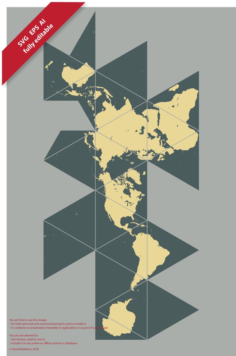 794x1198 Buckminster Fuller Dymaxion Map Vectors Digital Download Etsy
