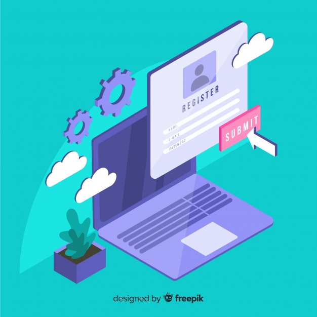 626x626 Online Registration Concept With Isometric View Vector Free Download