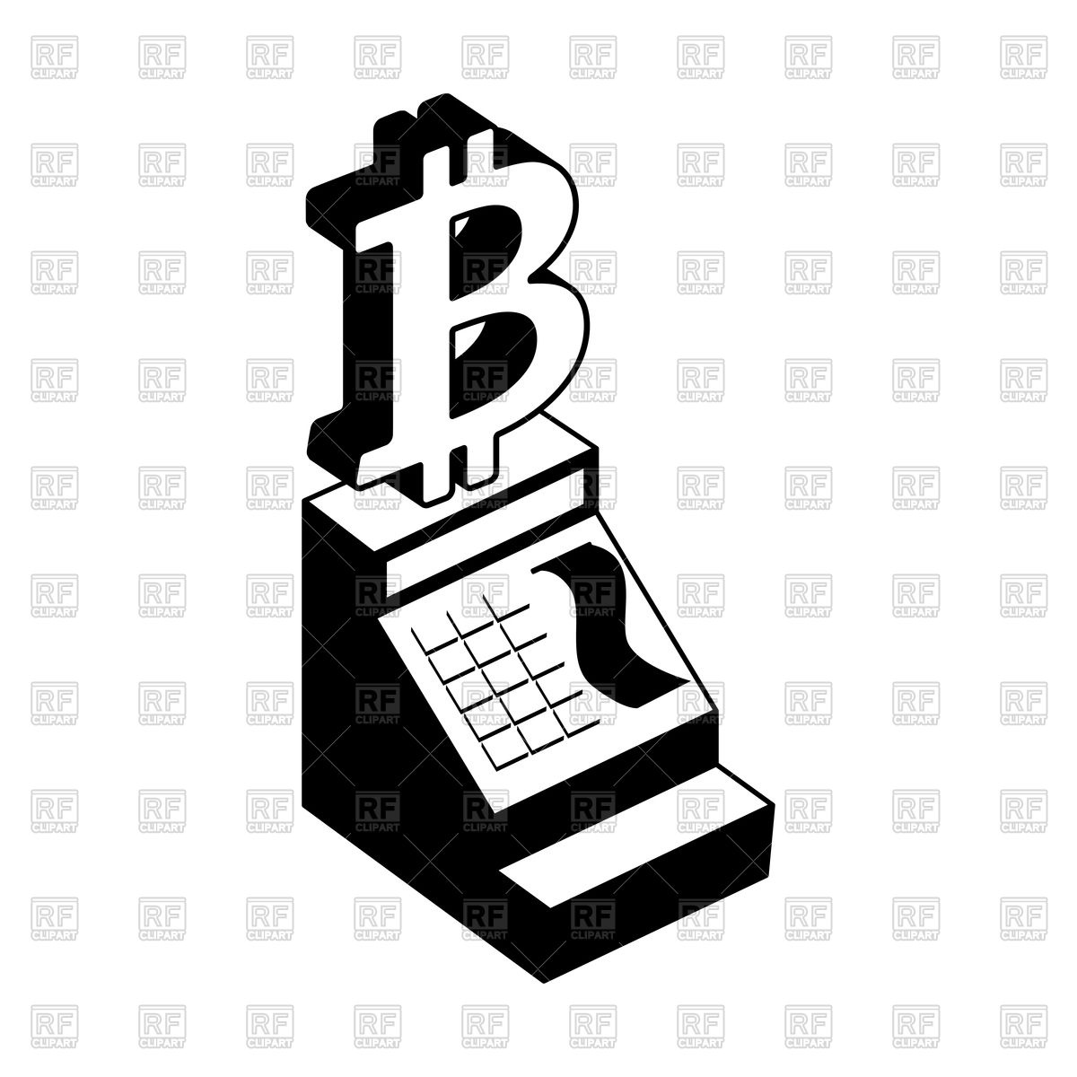 1200x1200 Cash Register With Bitcoin Sign Vector Image Of Business, Finance
