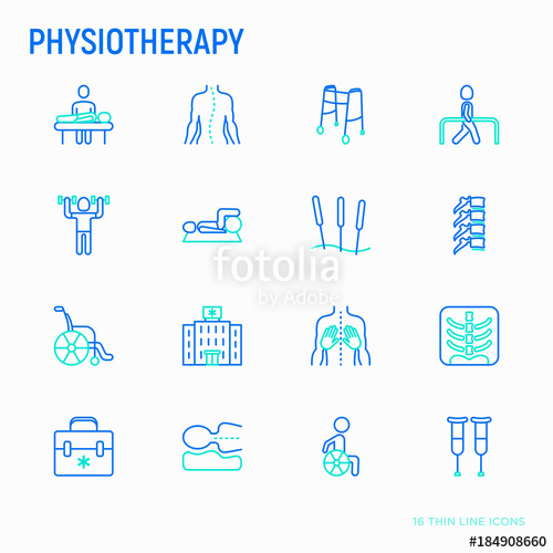 500x500 Physiotherapy Thin Line Icons Set Rehabilitation, Physiotherapist