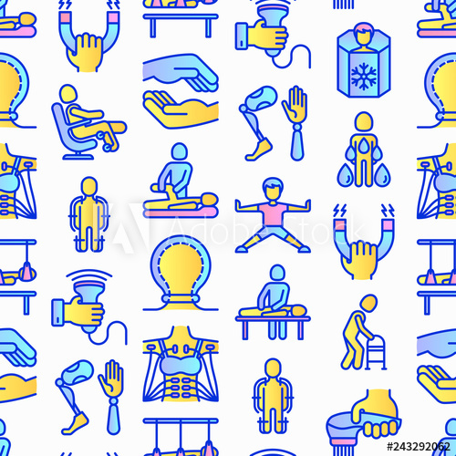 500x500 Rehabilitation For Disabled Seamless Pattern With Thin Line Icons