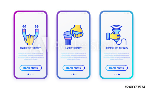 500x308 Rehabilitation For Disabled Thin Line Icons Set Magnetic Therapy