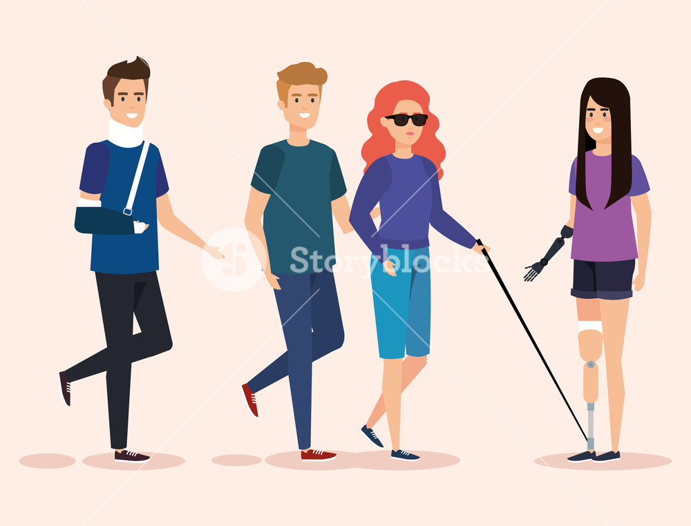 1000x762 Disabled People With Physical Rehabilitation Of Injury Vector