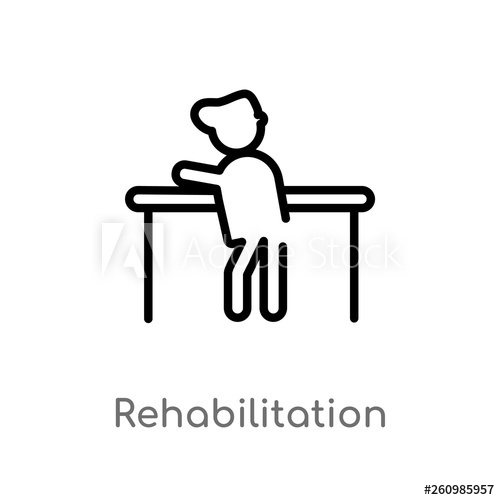 500x500 Outline Rehabilitation Vector Icon Isolated Black Simple Line