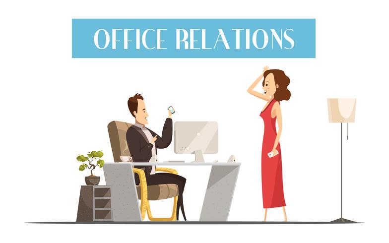 784x490 Office Relations Cartoon Style Design