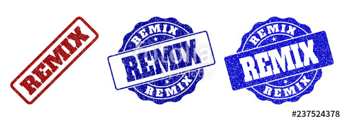 500x177 Remix Scratched Stamp Seals In Red And Blue Colors Vector Remix