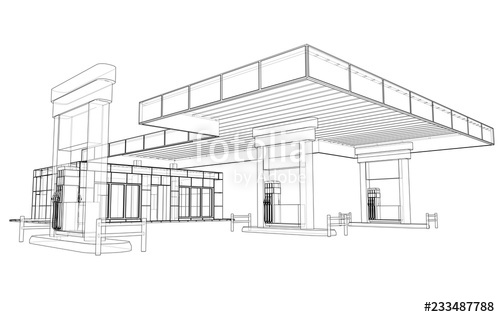 500x317 Gas Station Vector Rendering Of Stock Image And Royalty Free