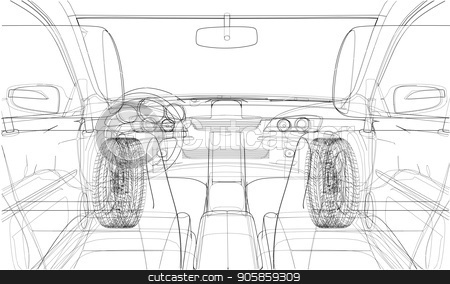 450x284 Sketch Of Car Interior Vector Rendering Of Stock Vector
