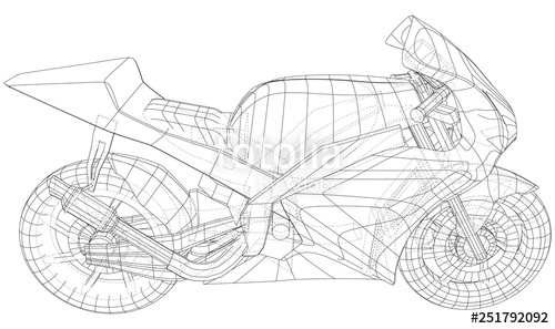 500x297 Sport Motorbike Technical Wire Frame Vector Rendering