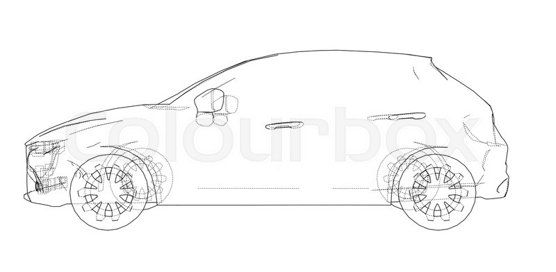 800x392 Car Outline Drawing Vector Rendering Stock Vector Colourbox