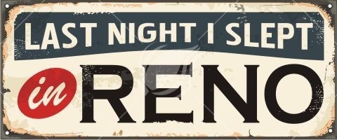 480x200 Reno Nevada Vintage Tin Sign Vector Illustration