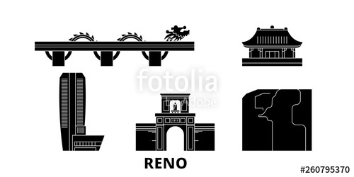 500x250 Vietnam, Reno, Danang Flat Travel Skyline Set Vietnam, Reno