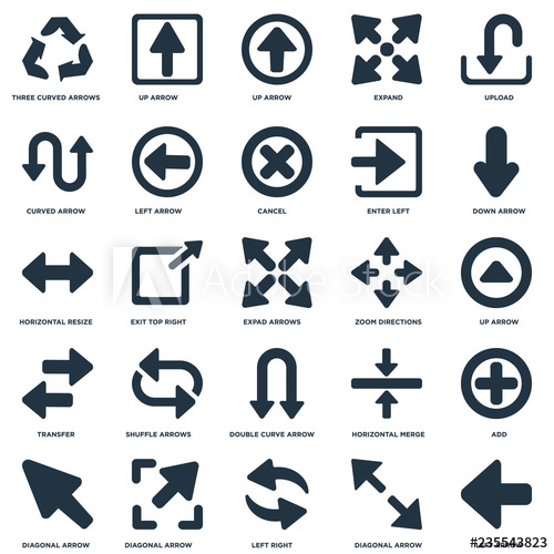 500x500 Elements Such As Left Arrow, Up Down Diagonal Horizontal Merge