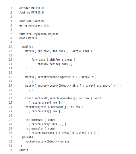 474x535 Solved Please Write In C For The Matrix Class