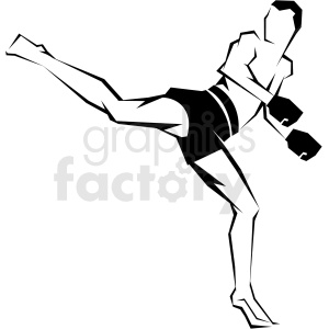300x300 Mma Fighter Reverse Kick Vector Art Clipart Royalty Free Gif
