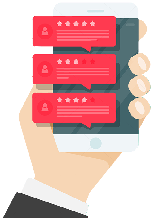 500x702 Stock Vector Review Rating Bubble Speeches On Mobile Phone