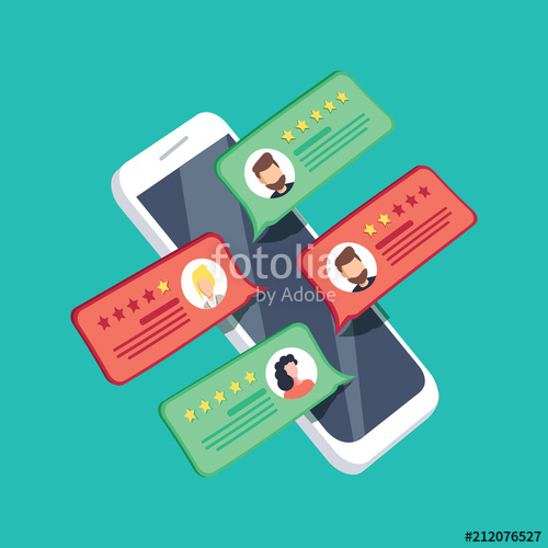 500x500 Review Rating On Mobile Phone Vector Illustration, Cartoon