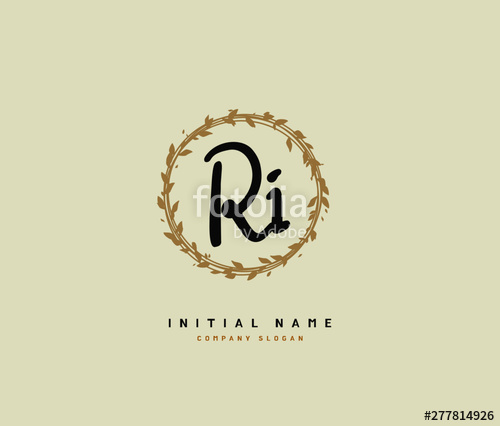 500x426 R I Ri Beauty Vector Initial Logo, Handwriting Logo Of Initial