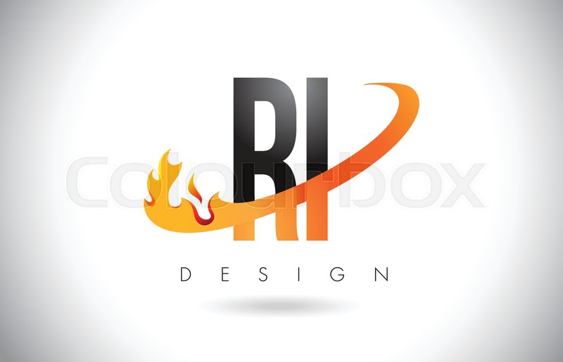 800x515 Ri R I Letter Logo Design With Fire Stock Vector Colourbox