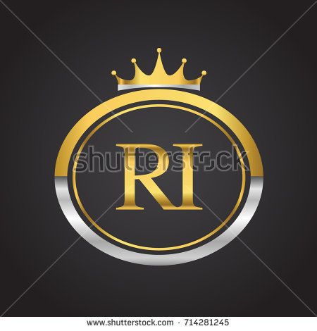 450x470 Initial Letter Ri Logotype Company Name With Oval Shape And Crown