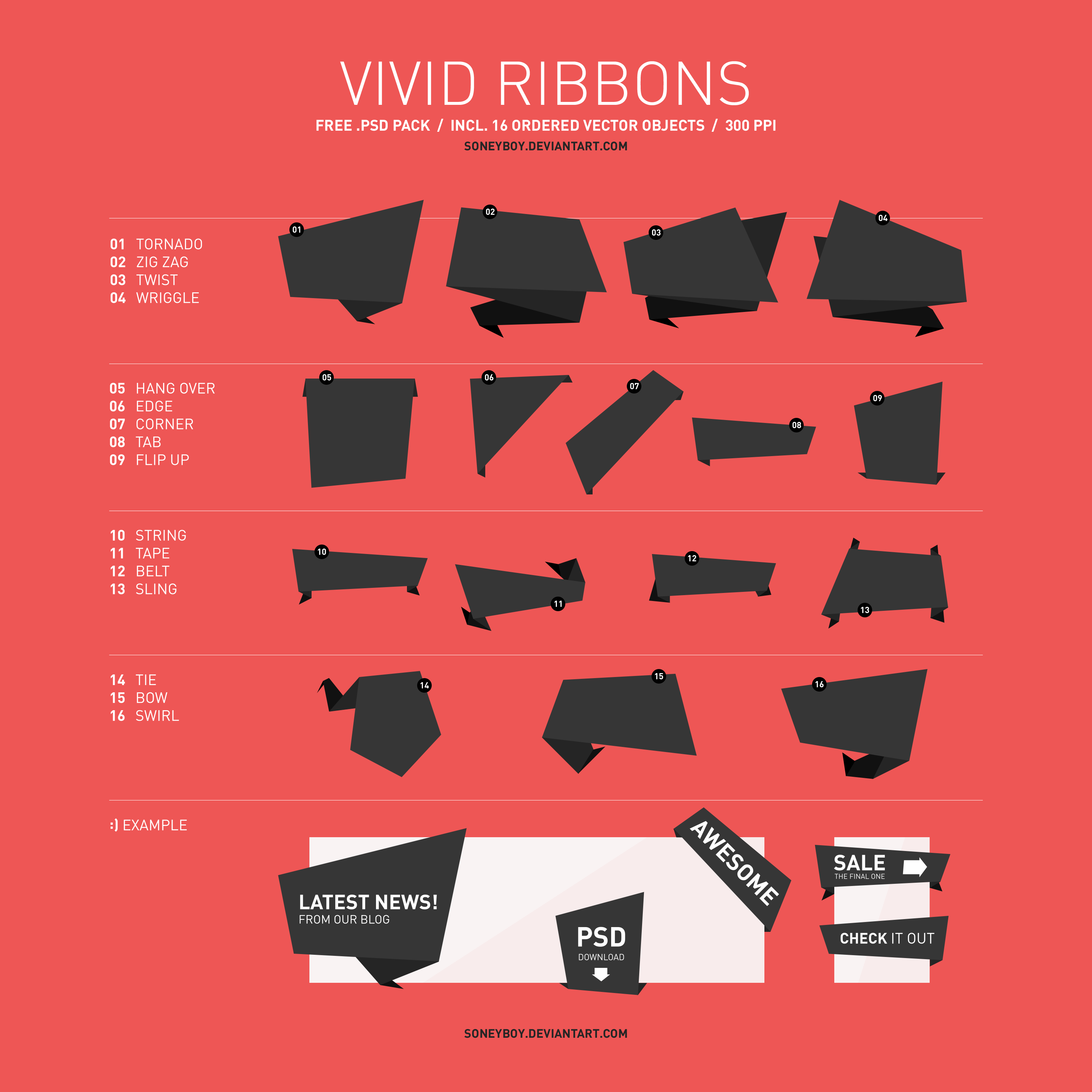3000x3000 Free Vivid Vector Ribbon Pack