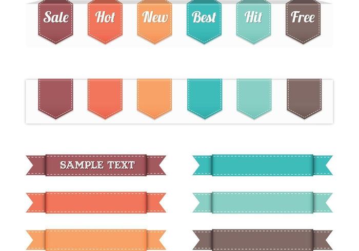 700x490 Stitched Ribbon Banner Vector Pack