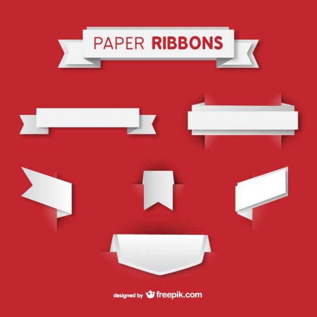626x626 White Paper Ribbons Vector Free Download