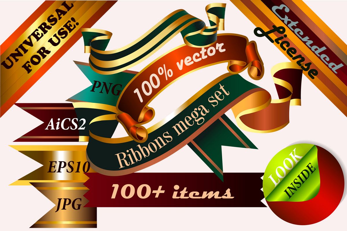 1200x800 Big Pack Of Vector Ribbons