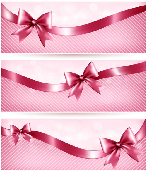 502x582 Pink Banners With Ribbons Vector Free Download