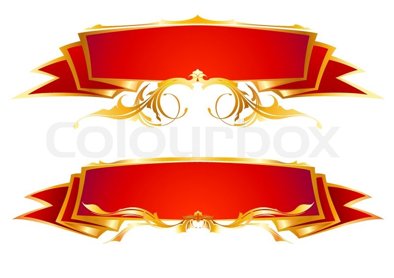 800x565 Set Of Red Ribbon Banners Stock Vector Colourbox