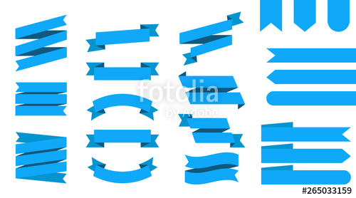 500x278 Flat Vector Ribbons Banners Isolated Background Ribbon Blue