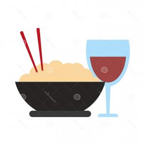 300x300 Rice Bowl Wine Cup Vector Illustration Graphic Design Image