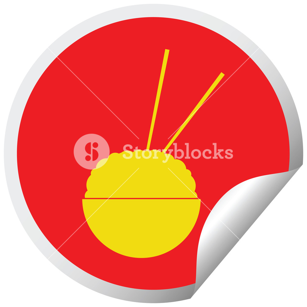1000x1000 Rice Bowl Circular Peeling Sticker Vector Illustration Royalty