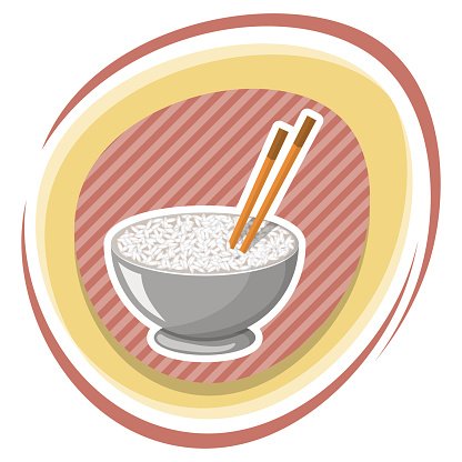 416x416 Vector Illustration Of A Rice Bowl And Chopstick Premium Clipart