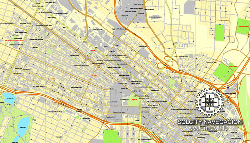 Richmond, Virginia, Us Printable Vector Street City Plan Map, Full 800x459 Richmond, Virginia, Us Printable Vector Street City Plan Map, Full