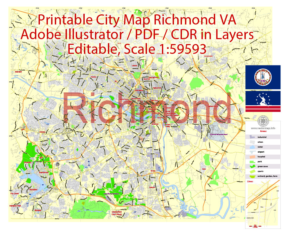 City Pdf Map Richmond Va Vector Urban Plan Editable Street Map 942x755 City Pdf Map Richmond Va Vector Urban Plan Editable Street Map
