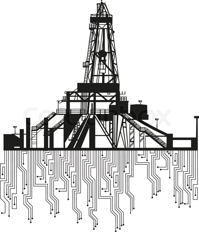 688x800 Oil Rig Silhouettes On White Stock Vector Colourbox