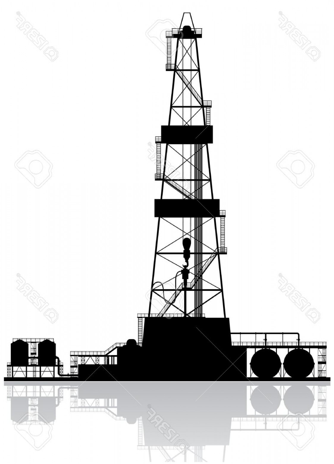 1123x1560 Photooil Rig Silhouette Detailed Vector Illustration Isolated