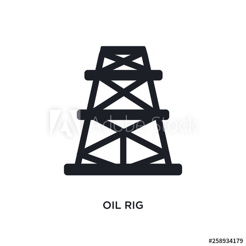 500x500 Black Oil Rig Isolated Vector Icon Simple Element Illustration