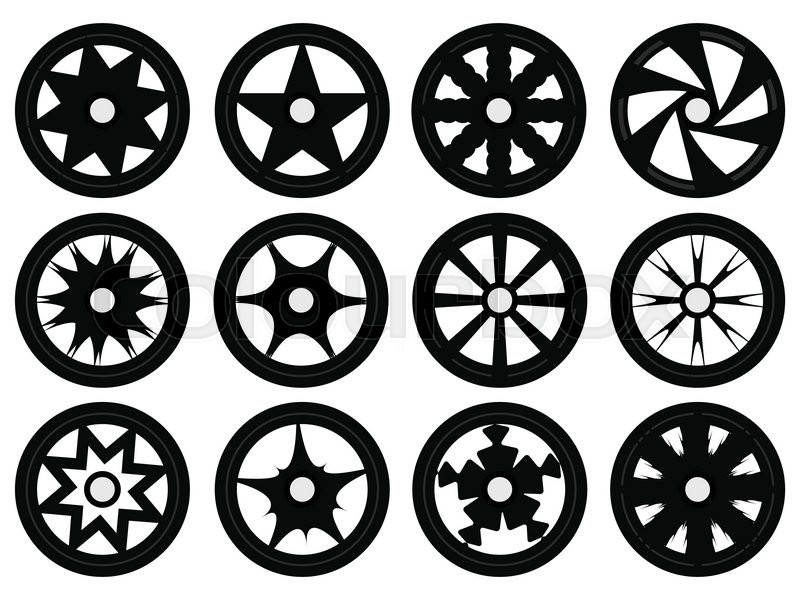 Flat Rims Silhouette Collection Stock Vector Colourbox 800x600 Flat Rims Silhouette Collection Stock Vector Colourbox