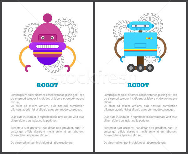 600x493 Robot Collection Of Posters Vector Illustration Vector