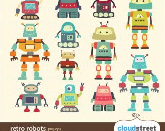 340x270 Cute Robots Clipart