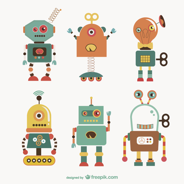 626x626 Cute Robots Collection Vector Free Download