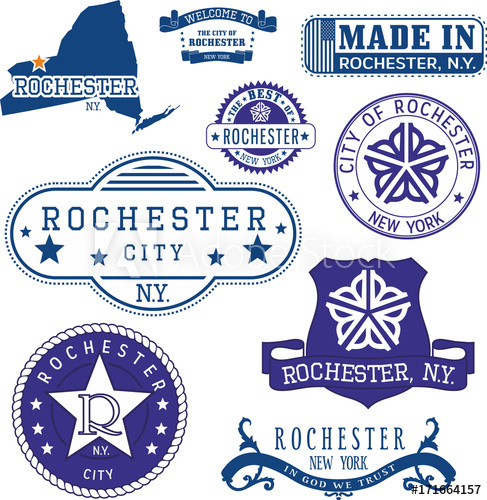 487x500 Set Of Generic Stamps And Signs Of Rochester, Ny