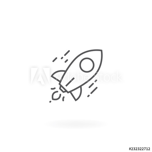 500x500 Rocket Icon Outline Rocket Ship With Fire Start Up Business