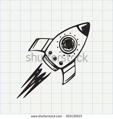 450x470 Rocket Ship Doodle Icon Hand Drawn Sketch In Vector Makeup