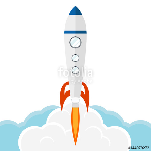 500x500 Rocket Ship In A Flat Style Vector Illustration With Flying